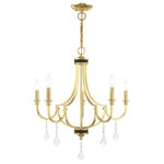 Livex Lighting - Transitional Chandelier, Polished Brass - Bring simple, yet elegant, charm to your living space with this beautiful transitional five light chandelier. In polished brass finish with bronze accents, the clear crystals on the chandelier provide a understated clean look, that's perfect for any room in your home.