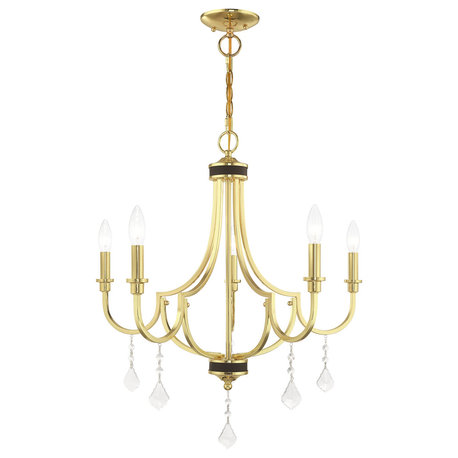 Transitional Chandelier, Polished Brass