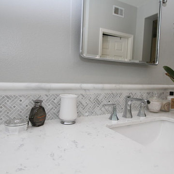 Huntington Beach Gray and White Marble Bathrooms