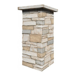 C143-BRECKENRIDGE DEEP WIDE STACKED STONE COLUMN WRAP (CAPS SOLD SEPARATELY) - Wall Panels