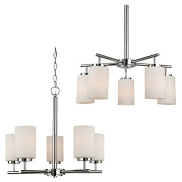 Contemporary Five Light Chandelier-Chrome Finish-Incandescent Lamping Type