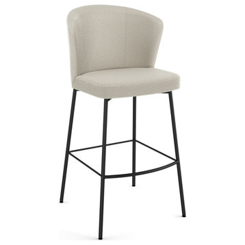 Amisco Camilla Counter and Bar Stool, Cream Boucle Polyester / Black Metal, Bar Height