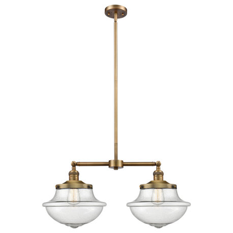 Large Oxford 2-Light Chandelier, Brushed Brass, Seedy