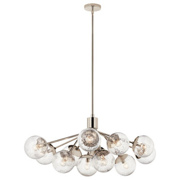Silvarious Linear Convertible Chandelier, Polished Nickel, 12 Light