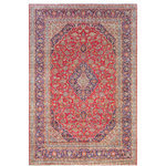 Bareens Designer Rugs - Vintage Antique Persian Kashan Wallace Wool Rug - Create a new dimension of style in your space with this breath-taking antique hand knotted Persian rug. Made in Iran, this gorgeous hand-knotted rug features all vegetable dyes and 100% wool, adding luxurious texture and appearance. This gorgeous antique rug features an intricate design with a unique detailed border. Featuring an awe-inspiring color pallet and an intricate design handmade by skilled artisans is a great addition to any decor. Bring luxury and extravagance to your living space with this luxurious rug.