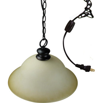 Plug In Swag Pendant Light Oil Rubbed Bronze Glass Shade