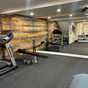 Best basement remodel with a home gym and movie room