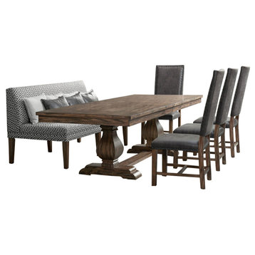 Picket House Hayward 6 Piece Dining Set Table, 4 Tall Back Chairs