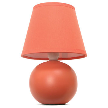 Simple Designs Mini Ceramic Globe Table Lamp, Orange