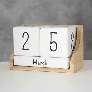 The Rustic Perpetual Block Calendar, Desktop Accessory