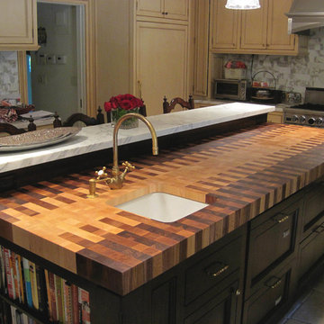 Scarsdale, NY - Traditional - Interlocked Walnut Maple White Oak Butcher Block