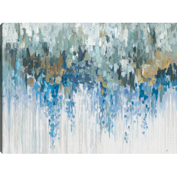 30x40" Blue Waves Abstract Canvas Wall Art Print Blue Grey, Large Wall Decor