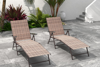 2 Pack Lounge Chair Outdoor Adjustable Chaise Recliner Patio Beach Folding Chair