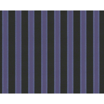 Metropolis, Urban Graphic Stripes Floral Textured Black /Violet Wallpaper Roll