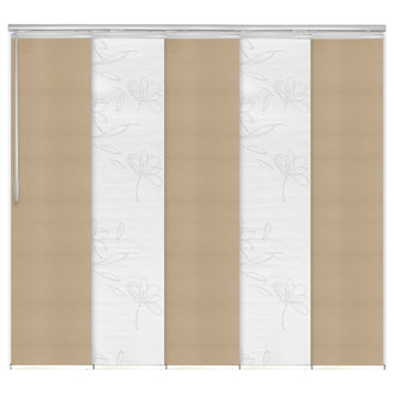 Flourishing White-Bisque 5-Panel Track Extendable Vertical Blinds 58-110"x94"