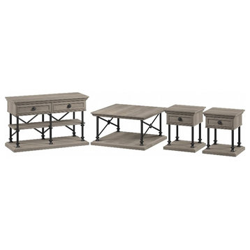 Bowery Hill Designer Living Room Table Set in Driftwood Gray - Engineered Wood
