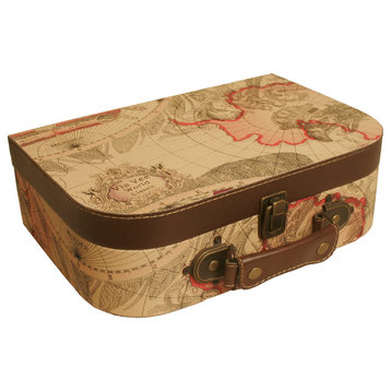 Large Map Faux Leather Suitcase