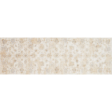 Microfiber Polyester Torrance Rug by Loloi, Ivory and Ivory, 2'7"x10'
