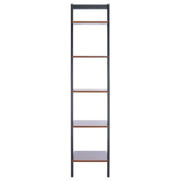Susi 5 Tier Leaning Etagere/Bookcase Honey Brown/ Charcoal