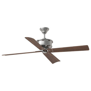 Visual Comfort Fan Subway 4 Blade Outdoor Ceiling Fan, Hand Rubbed Brass, Polished Nickel