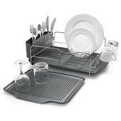 Home Basics Collapsible Plastic and Silicone Dish Rack, Clear 