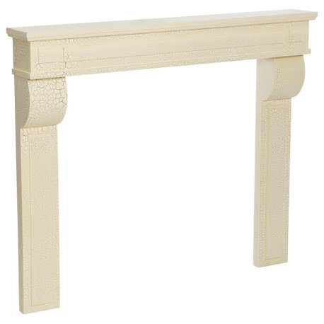 Lodge Decorative Fireplace Mantel, Distressed Cream