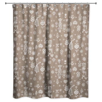 Whimsical Women in Brown Shower Curtain