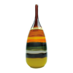Caleb Siemon Mustard Banded Tall Bottle - Vases