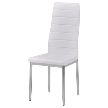 Best Master Chapman Bi Cast Leather Dining Side Chair in White (Set of 2)