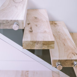 Bleached Southern Pecan stairs. - Wood Flooring