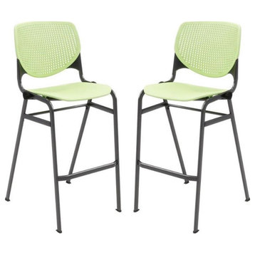 Home Square Stack Barstool in Lime Green Finish - Set of 2