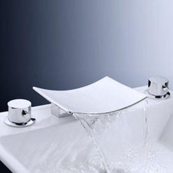 Brass Waterfall Bathroom Sink Faucet with Stainless Steel Spout (Widespread) T60 - Bathroom Sink Faucets