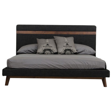 Nova Domus Dali Modern Gray Fabric and Walnut Bed