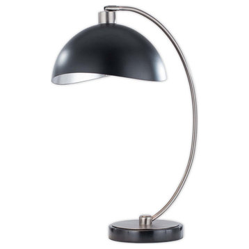 Luna Bella Table Lamp - 27", Antique Nickel & Silver-Leaf Shade, Dimmer Switch