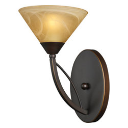 ELK Lighting - ELK Lighting Elysburg 1-Light Wall Sconce, Aged Bronze and Tea Stained Glass - Wall Sconces