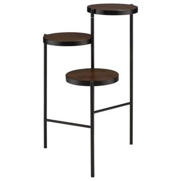 Metal Plant Stand With 3 Open Compartments, Black