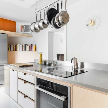Grey and Orange Modern Kitchen