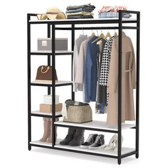 Freestanding Closet Organizer, Industrial 3 Rod Garment RackWhite