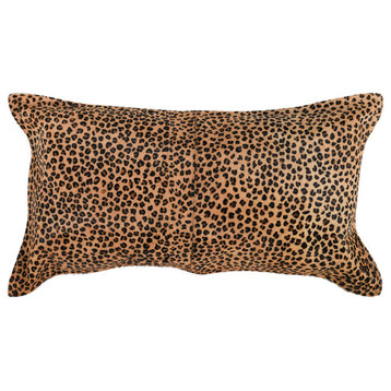 Leopard 100% Cow Hide 14x 26 Throw Pillow in Animal Print by Kosas Home