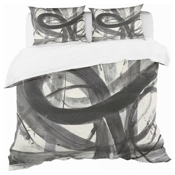 Black and White Minimalistic Duvet Cover Set, Full/Queen