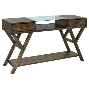 Drawer Sofa Table Transitional Brown