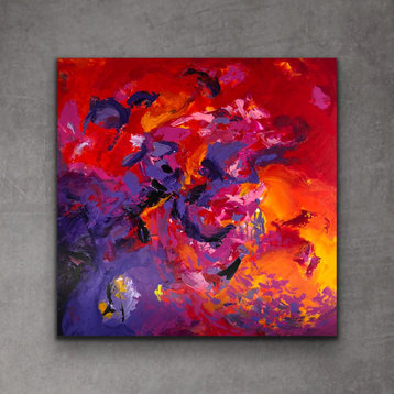 Lasting Passion 48x48 Inches Original Large Red Purple Abstract Modern Painting