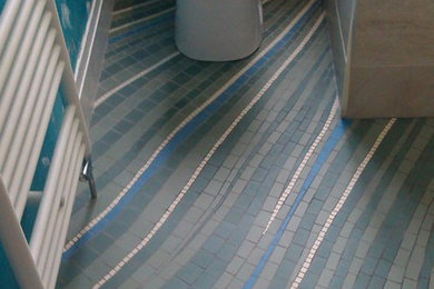Striped bathroom floor