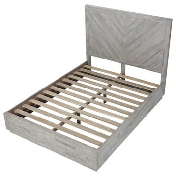 Modus Alexandra Queen Solid Wood Platform Bed, Rustic Latte
