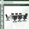Traditions 9-Piece Dining Set, Glass-Top Table, Blue/Bronze