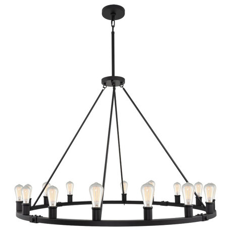 Kira Home Homestead 50" Rustic Farmhouse Wagon Wheel Chandelier, Round Kitchen