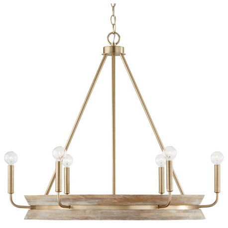 Capital Lighting 447361 Finn 6 Light 31"W Ring Chandelier - White Wash / Matte