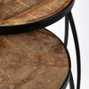Clapp Medium Brown Solid Wood w/ Black Iron Frame Round Nesting Tables
