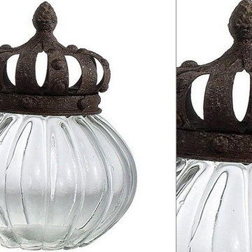 Exquisite Glass Jar With Metal Crown Lid