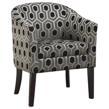 Hexagon Patterned Accent Chair, Gray and Black